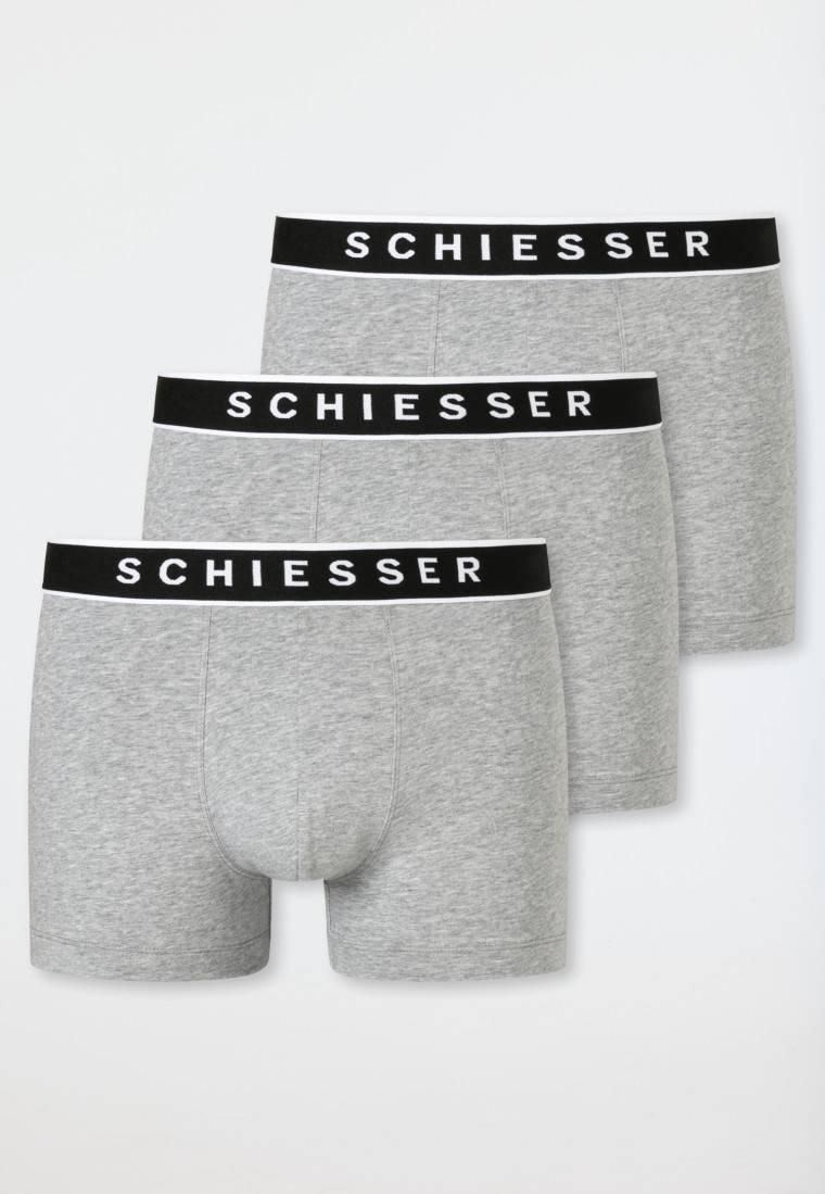 Schiesser Shorts 3er-Pack Organic Cotton Webgummibund Grau-meliert - 95/5