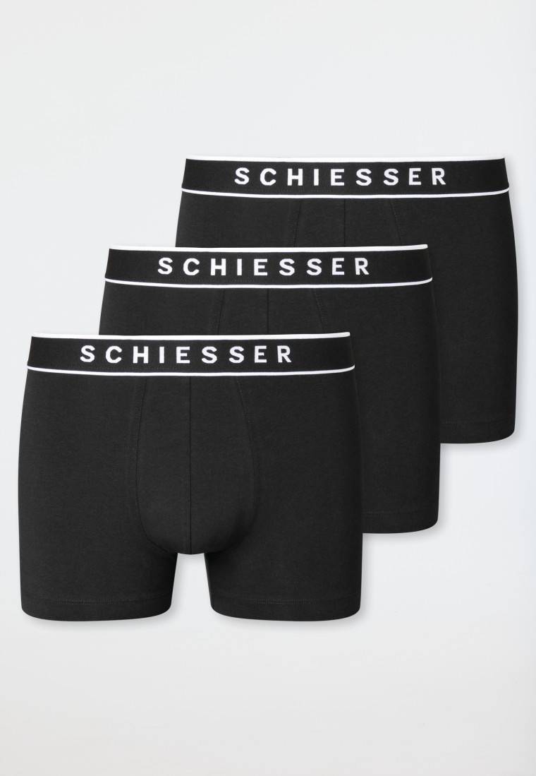 Schiesser Shorts 3er-Pack Organic Cotton Webgummibund Schwarz - 95/5