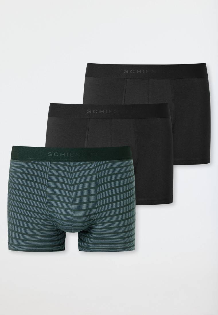 Schiesser Shorts 3er-Pack Organic Cotton Webgummibund Uni/gestreift Mehrfarbig - 95/5