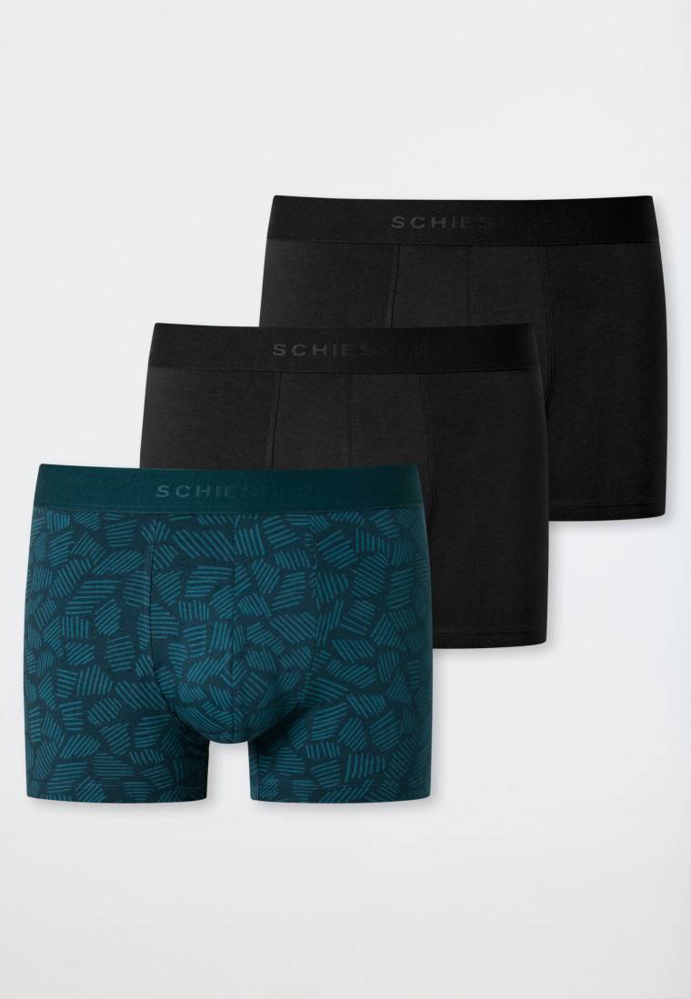 Schiesser Shorts 3er-Pack Organic Cotton Webgummibund Uni/gemustert Mehrfarbig - 95/5