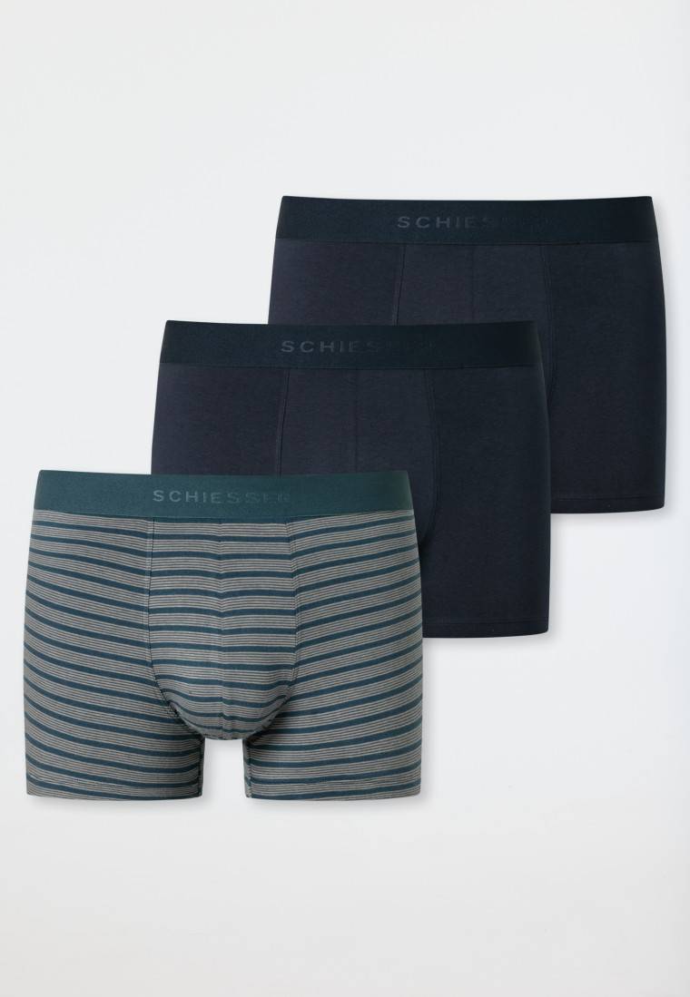 Schiesser Shorts 3er-Pack Organic Cotton Webgummibund Uni/gestreift Mehrfarbig - 95/5