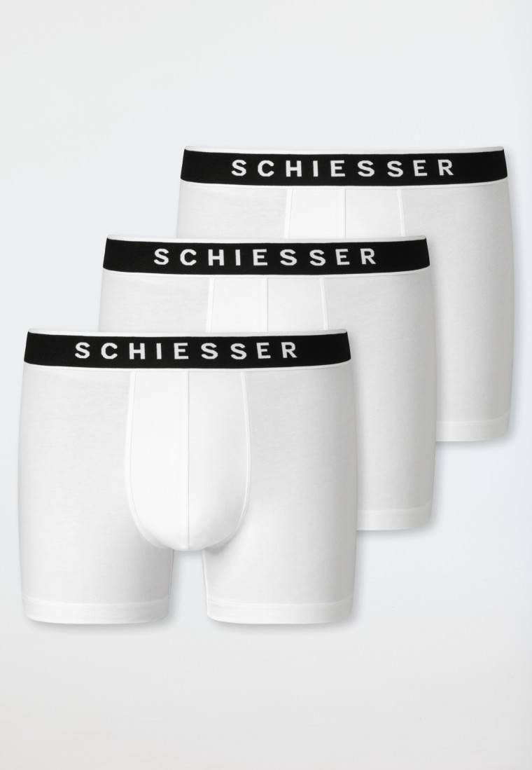 Schiesser Shorts 3er-Pack Organic Cotton Webgummibund Weiß - 95/5