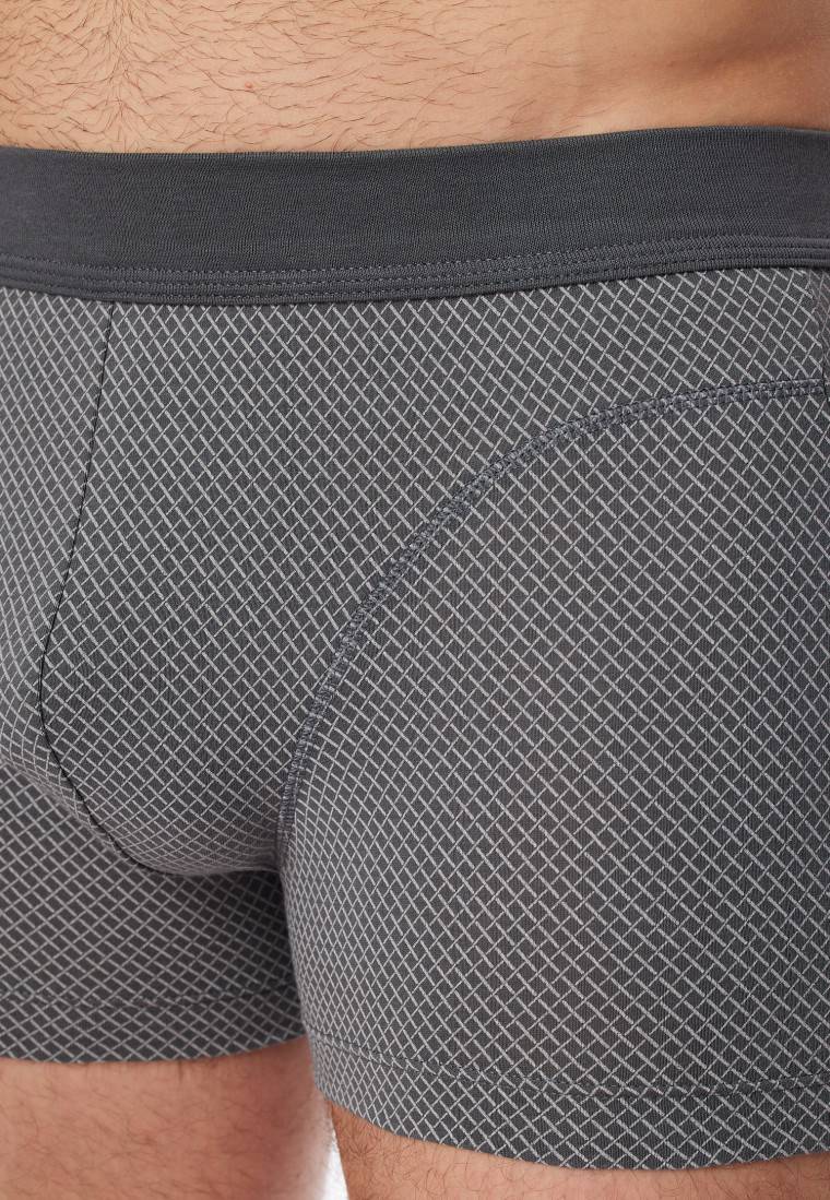Schiesser Shorts Organic Cotton Gemustert Anthrazit - Comfort Fit