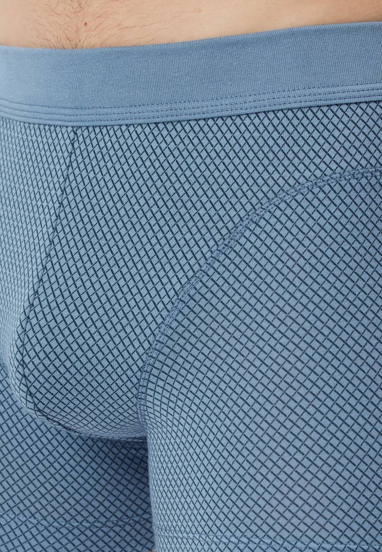 Schiesser Shorts Organic Cotton Gemustert Blaugrau - Comfort Fit