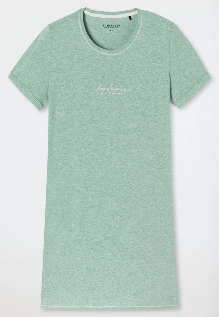 Schiesser Sleepshirt Kurzarm Print Grün Meliert - Casual Essentials