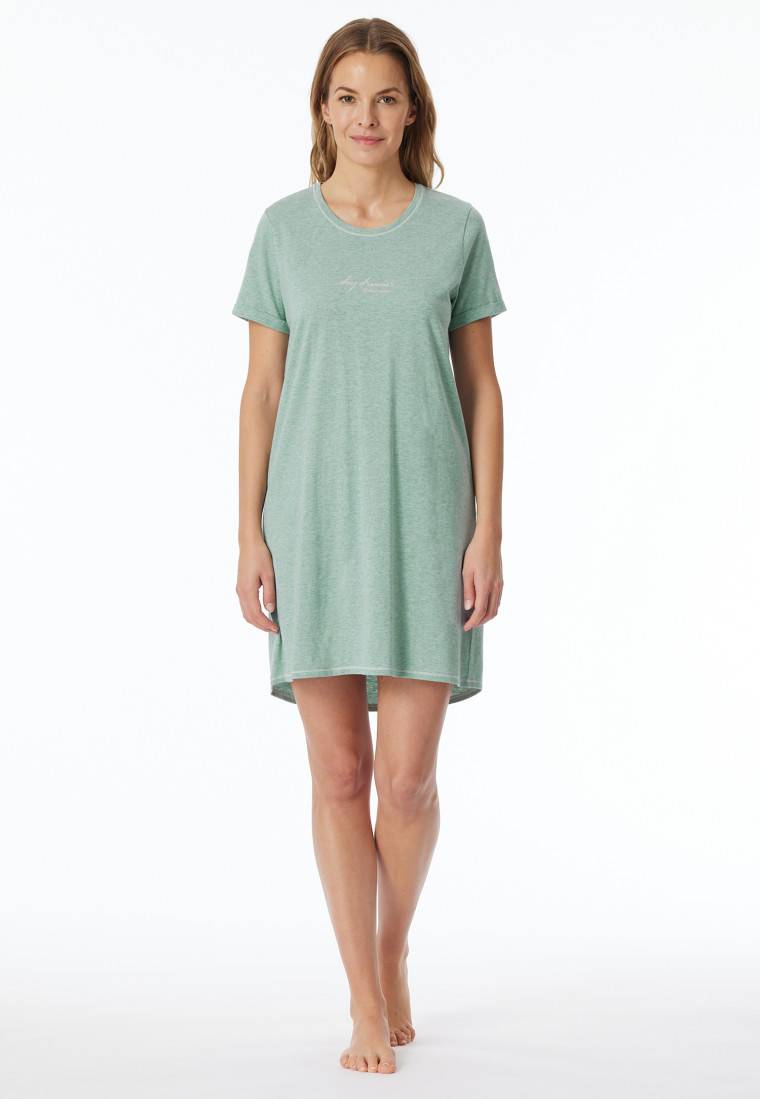 Schiesser Sleepshirt Kurzarm Print Grün Meliert - Casual Essentials