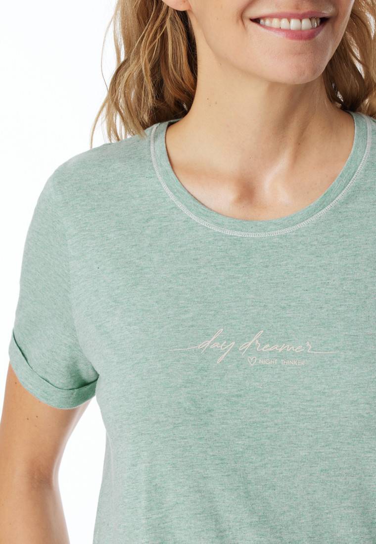 Schiesser Sleepshirt Kurzarm Print Grün Meliert - Casual Essentials