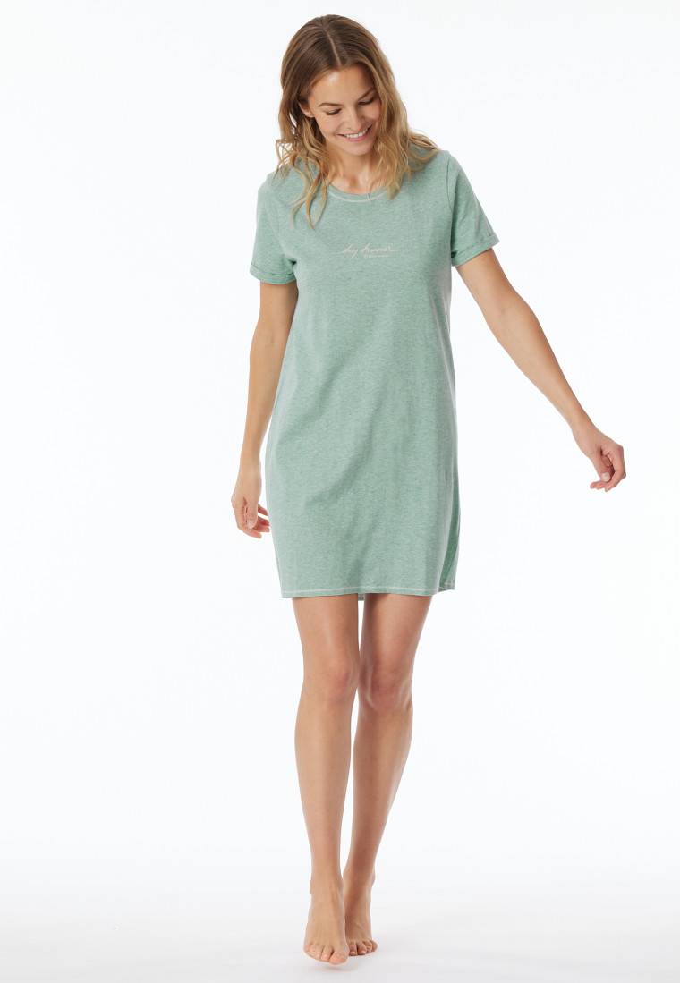 Schiesser Sleepshirt kurzarm Print grün meliert - Casual Essentials Schiesser Sleepshirt kurzarm Print grün meliert - Casual Essentials