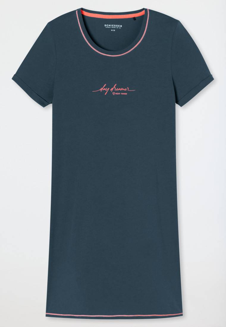 Schiesser Sleepshirt Kurzarm Print Jeansblau - Casual Essentials