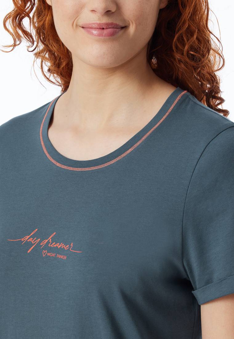 Schiesser Sleepshirt Kurzarm Print Jeansblau - Casual Essentials