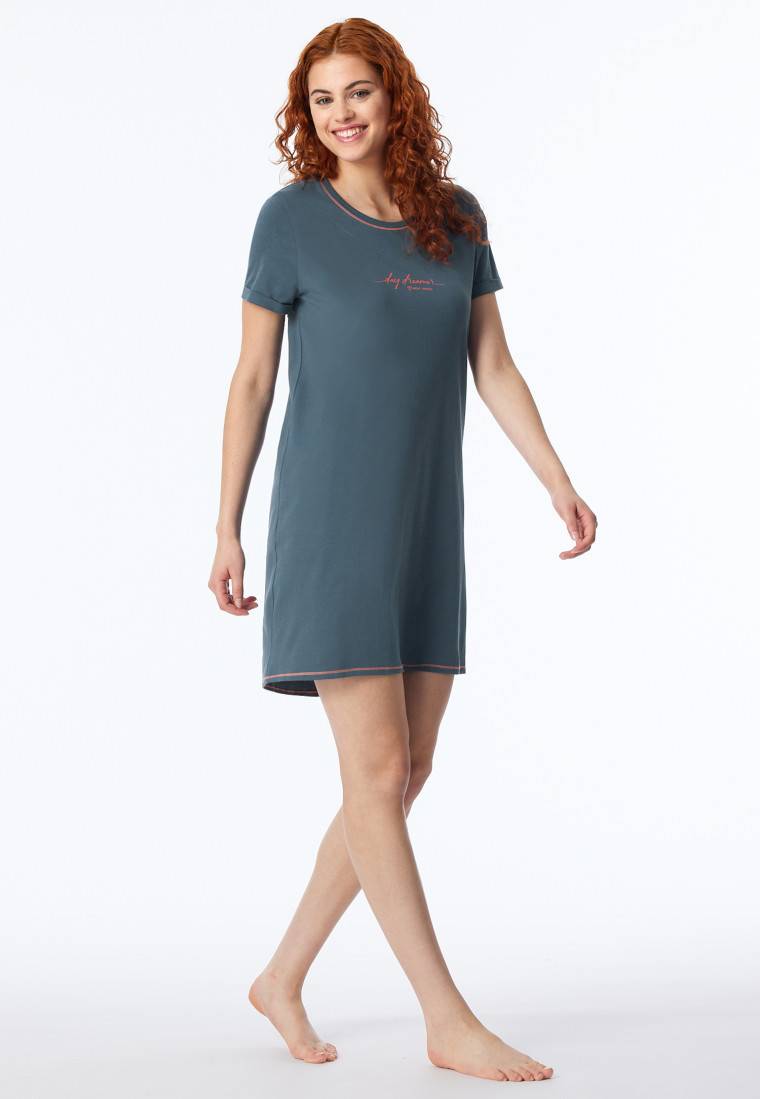 Schiesser Sleepshirt kurzarm Print jeansblau - Casual Essentials Schiesser Sleepshirt kurzarm Print jeansblau - Casual Essentials