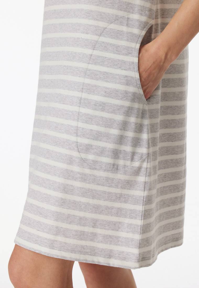 Schiesser Sleepshirt Kurzarm Streifen Silbergrau-meliert - Casual Essentials