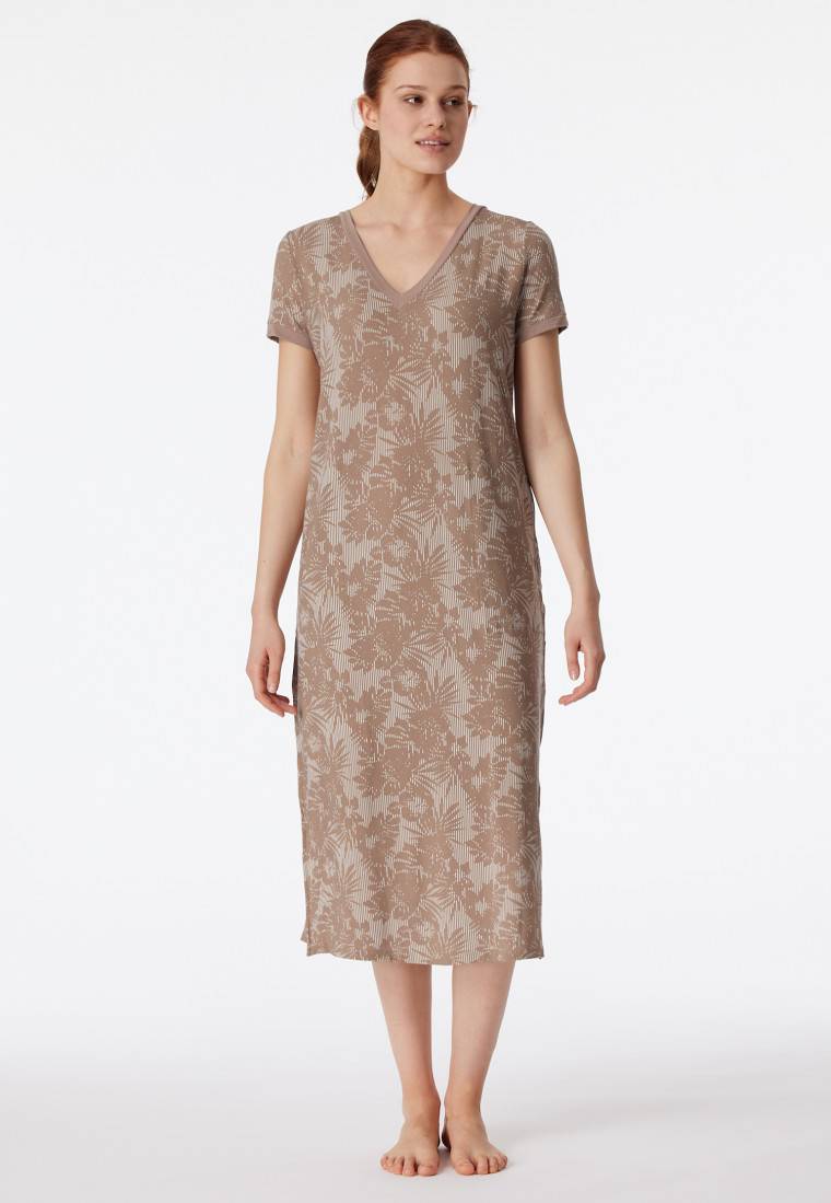 Schiesser Sleepshirt Kurzarm V-Ausschnitt Clay - Selected! Premium Inspiration