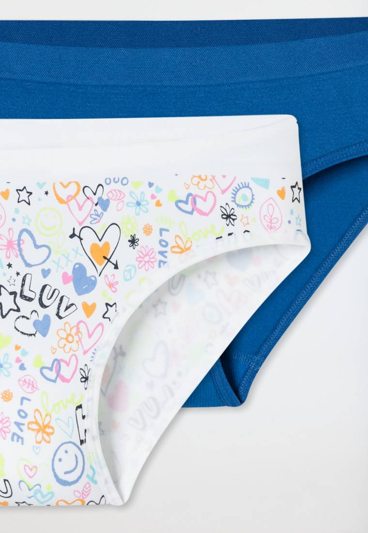 Schiesser Slips 2er-Pack Dunkelblau/ Mehrfarbig Gemustert - Seamless