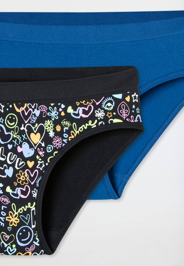 Schiesser Slips 2er-Pack Dunkelblau/ Schwarz Gemustert - Seamless