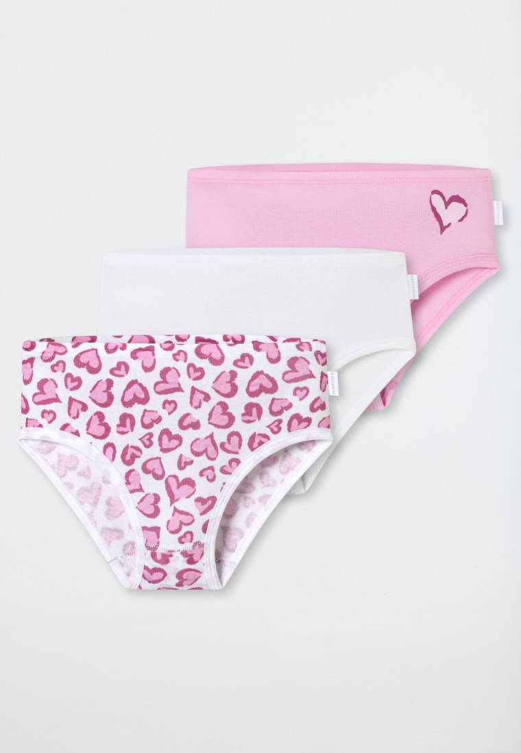 Schiesser Slips 3er-Pack Herzen Rosa/weiß - Fine Rib
