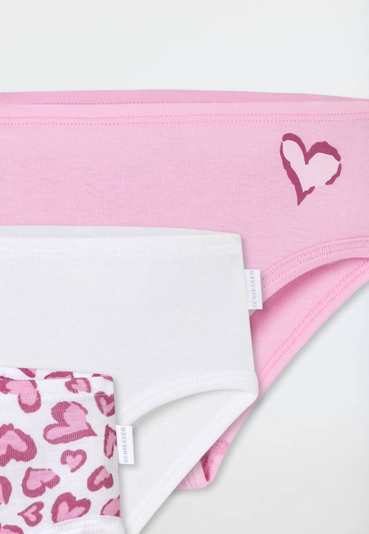 Schiesser Slips 3er-Pack Herzen Rosa/weiß - Fine Rib