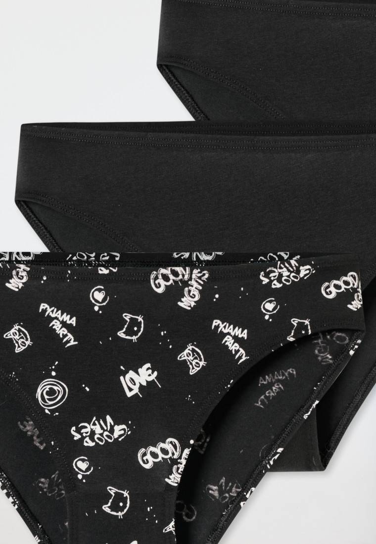 Schiesser Slips 3er-Pack Organic Cotton Schwarz Bedruckt - 95/5