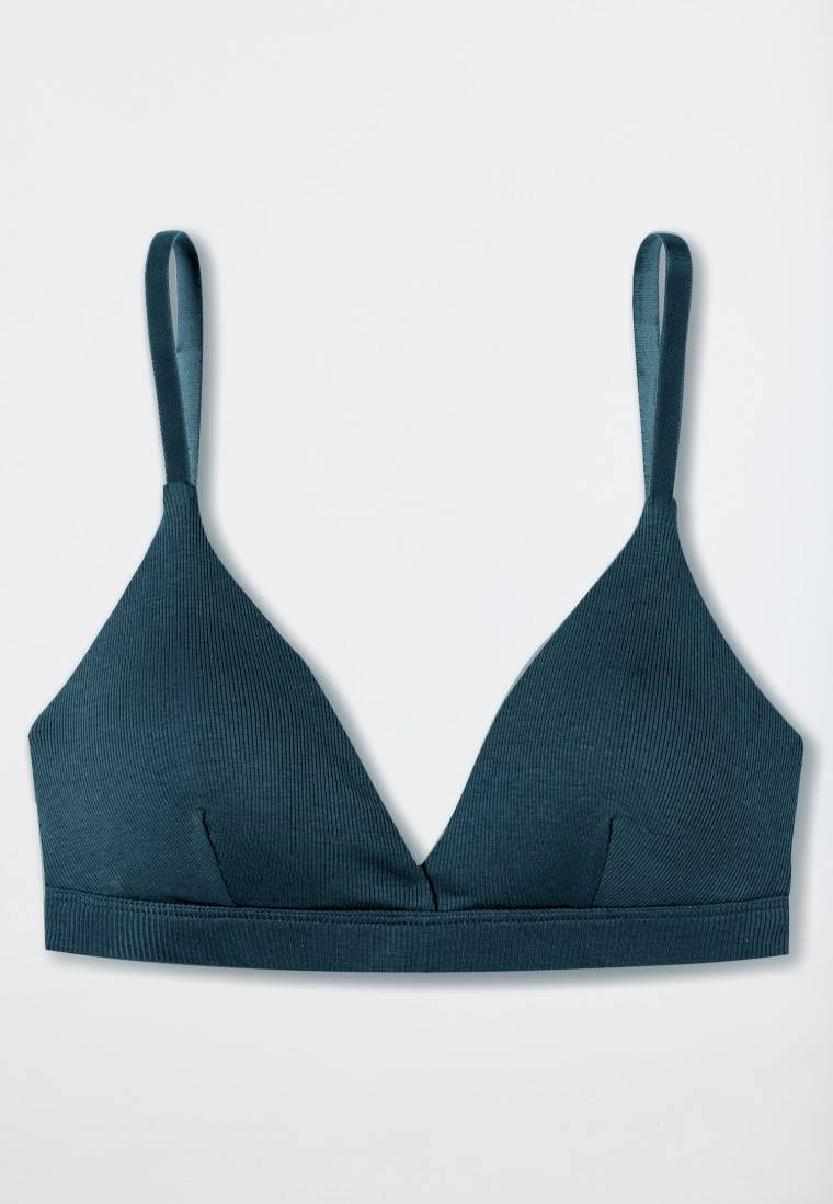 Schiesser Soft-BH Doppelripp Herausnehmbare Pads Jeansblau - Pure Rib