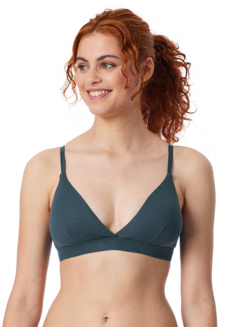 Schiesser Soft-BH Doppelripp Herausnehmbare Pads Jeansblau - Pure Rib