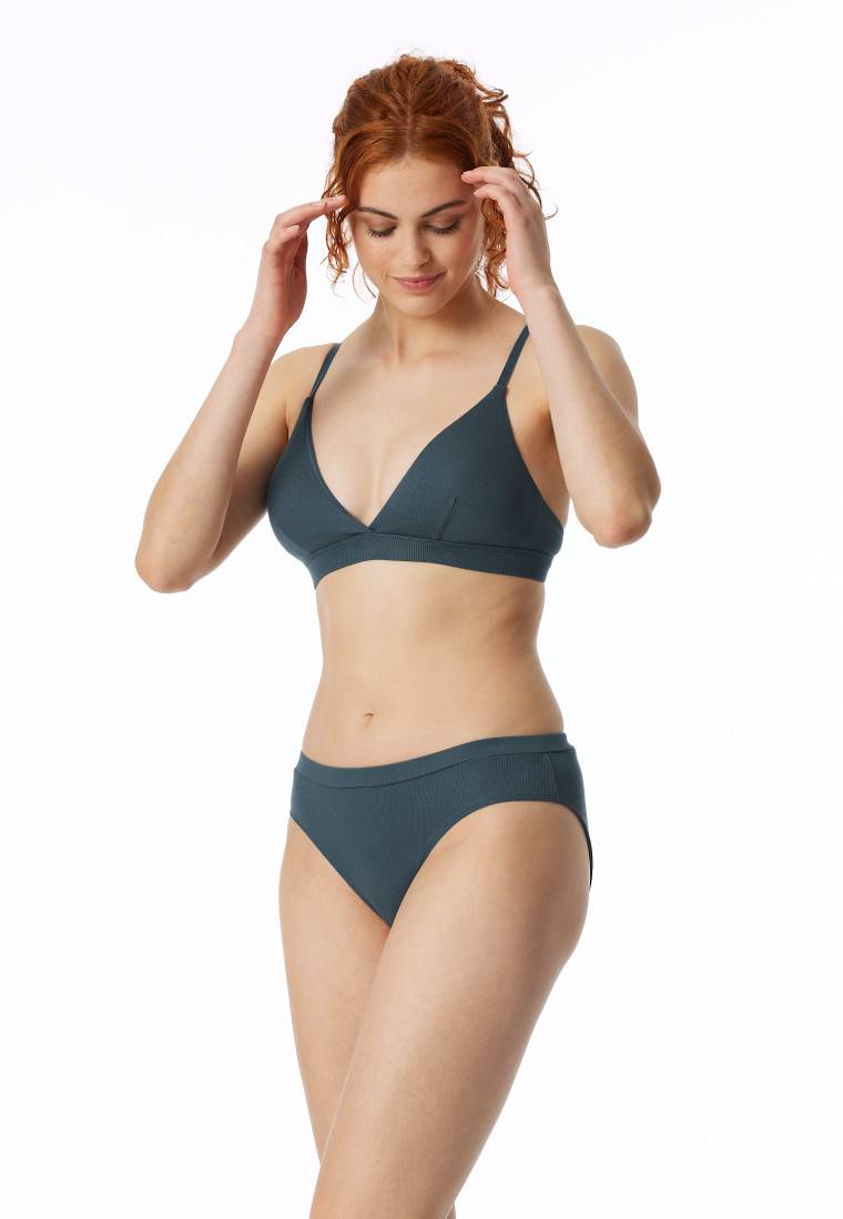 Schiesser Soft-BH Doppelripp herausnehmbare Pads jeansblau - Pure Rib