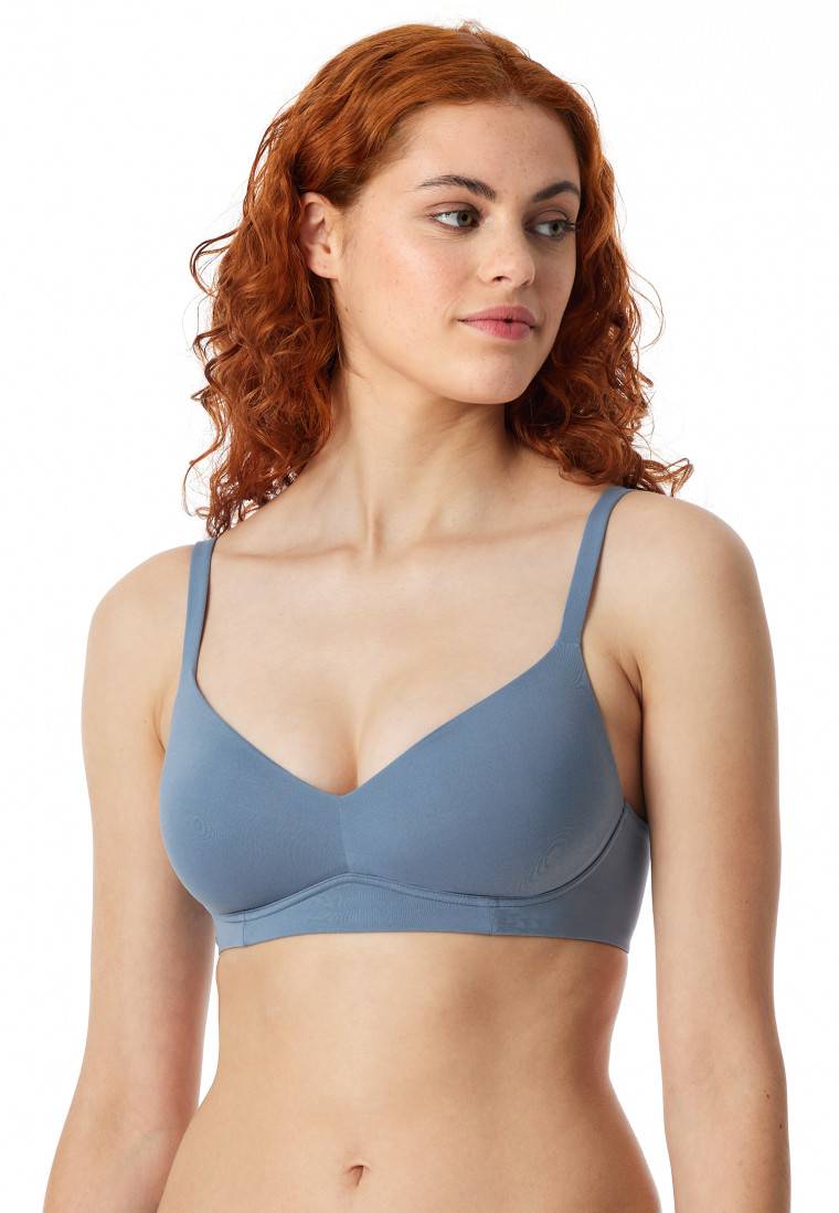 Schiesser Soft-BH Mit Schale Und Gleitenden Cups Blaugrau - Unique Micro