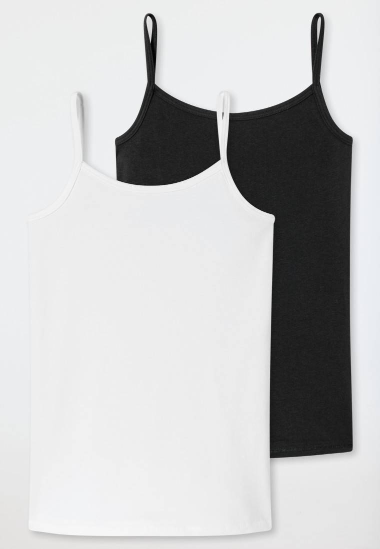 Schiesser Spaghetti-Tops 2er-Pack Organic Cotton Weiß/ Schwarz - 95/5