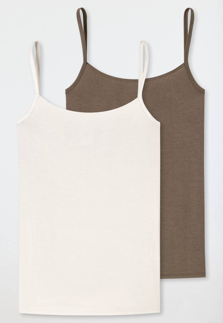 Schiesser Spaghettitops 2er-Pack Beige/ Taupe - Modal Essentials