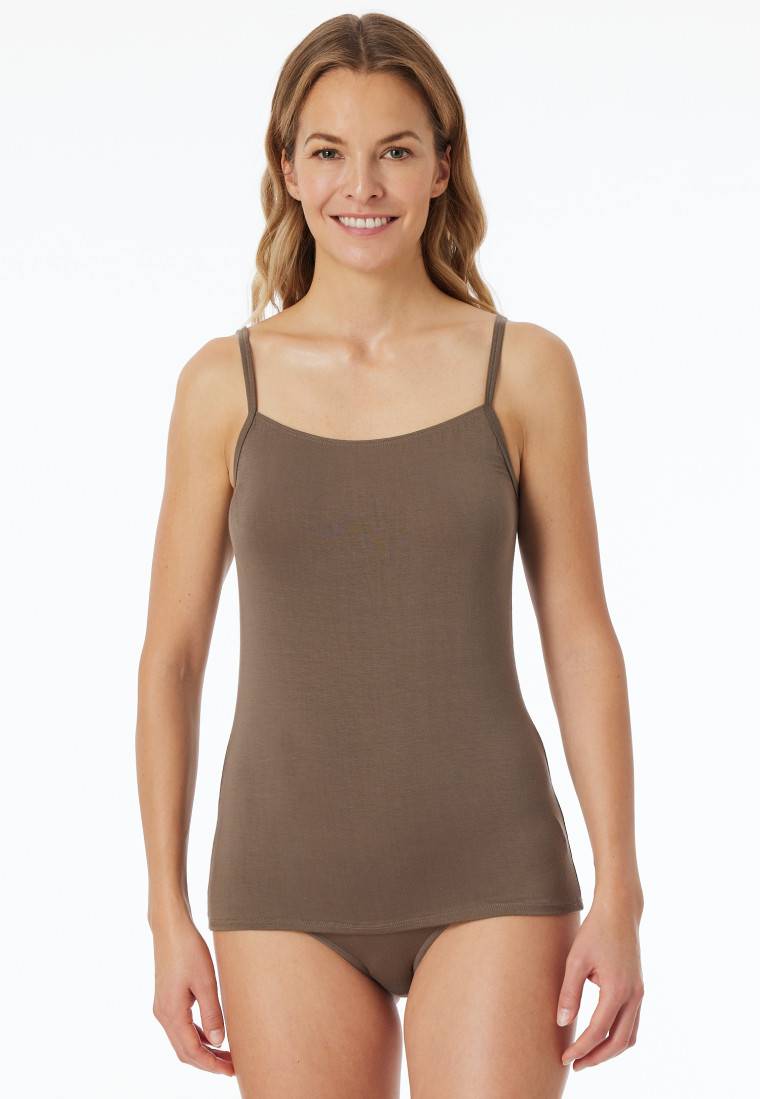 Schiesser Spaghettitops 2er-Pack Beige/ Taupe - Modal Essentials