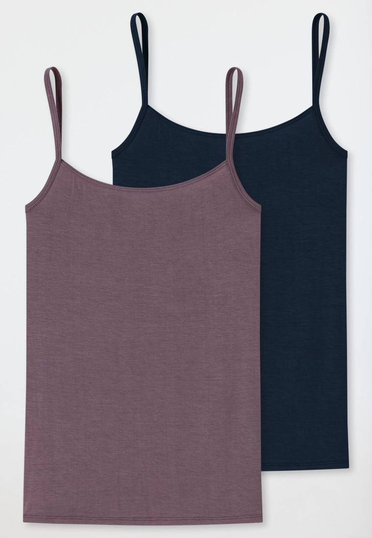 Schiesser Spaghettitops 2er-Pack Dunkelblau/malve - Modal Essentials