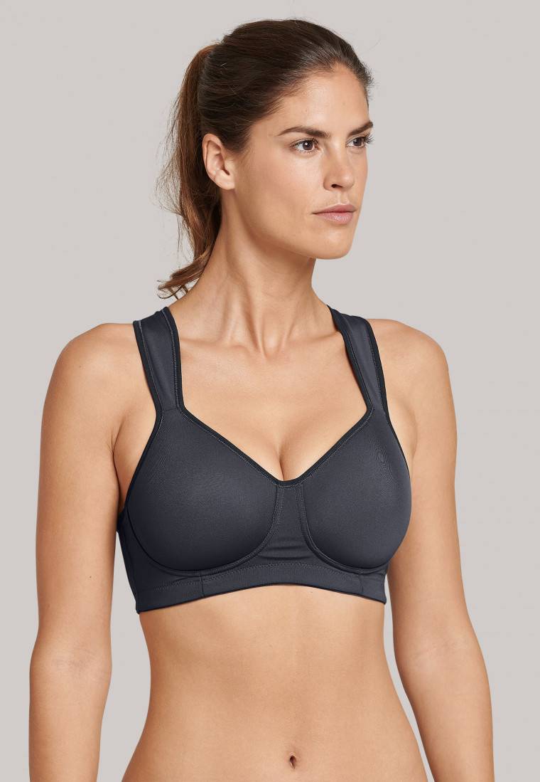 Schiesser Sport-BH Softcup Bügellos Medium Support Anthrazit - Active