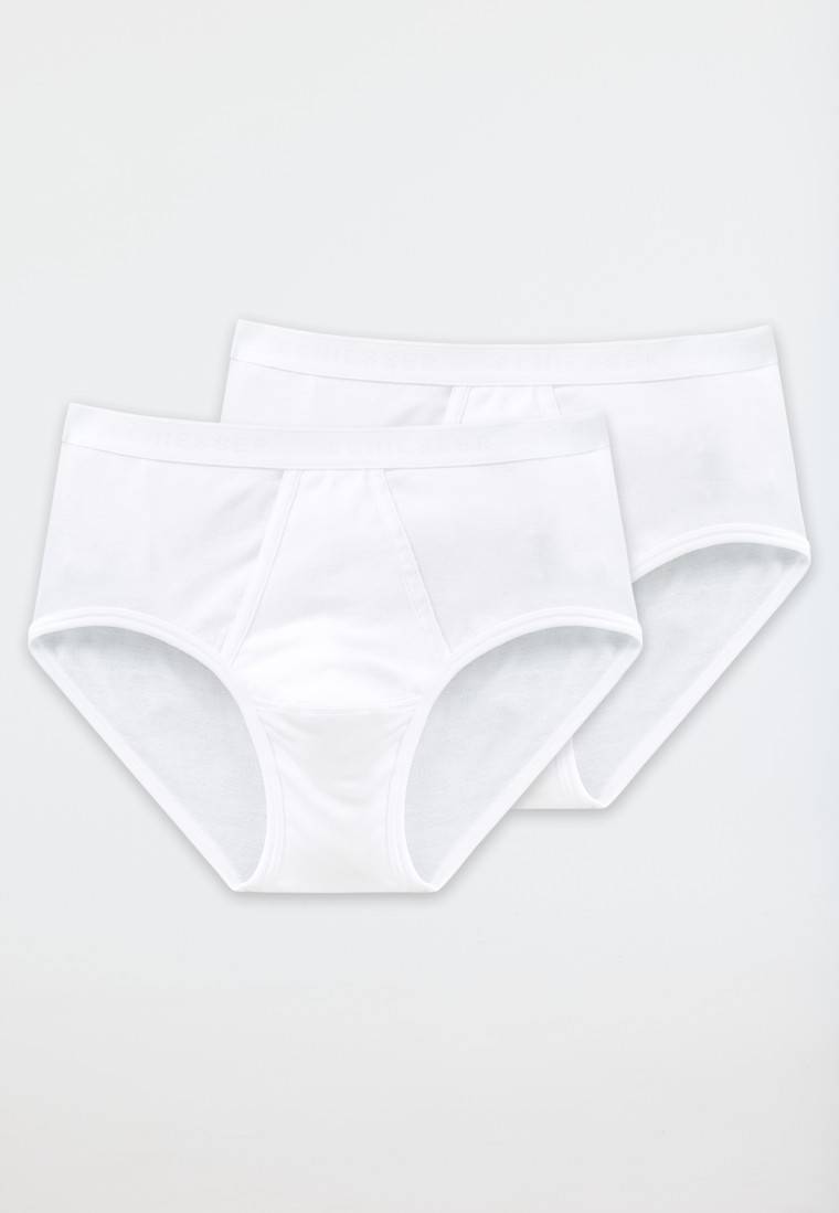 Schiesser Sportslips 2er-Pack Mit Eingriff Feinripp Weiß - Original Feinripp