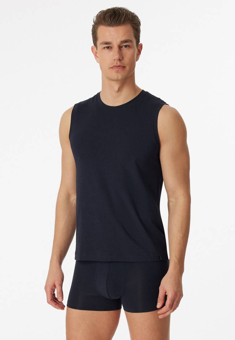 Schiesser Tank Top Modische Schnittform Blauschwarz - Long Life Soft