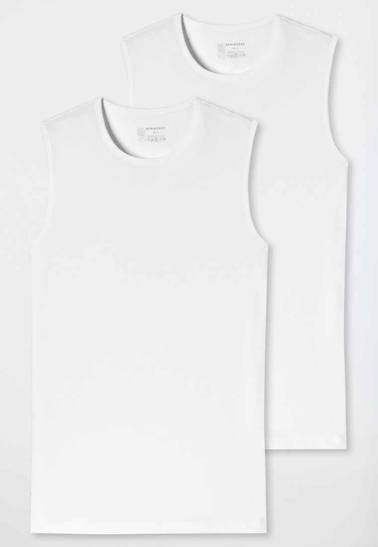 Schiesser Tank Tops 2er-Pack Organic Cotton Rundhals Weiß – 95/5