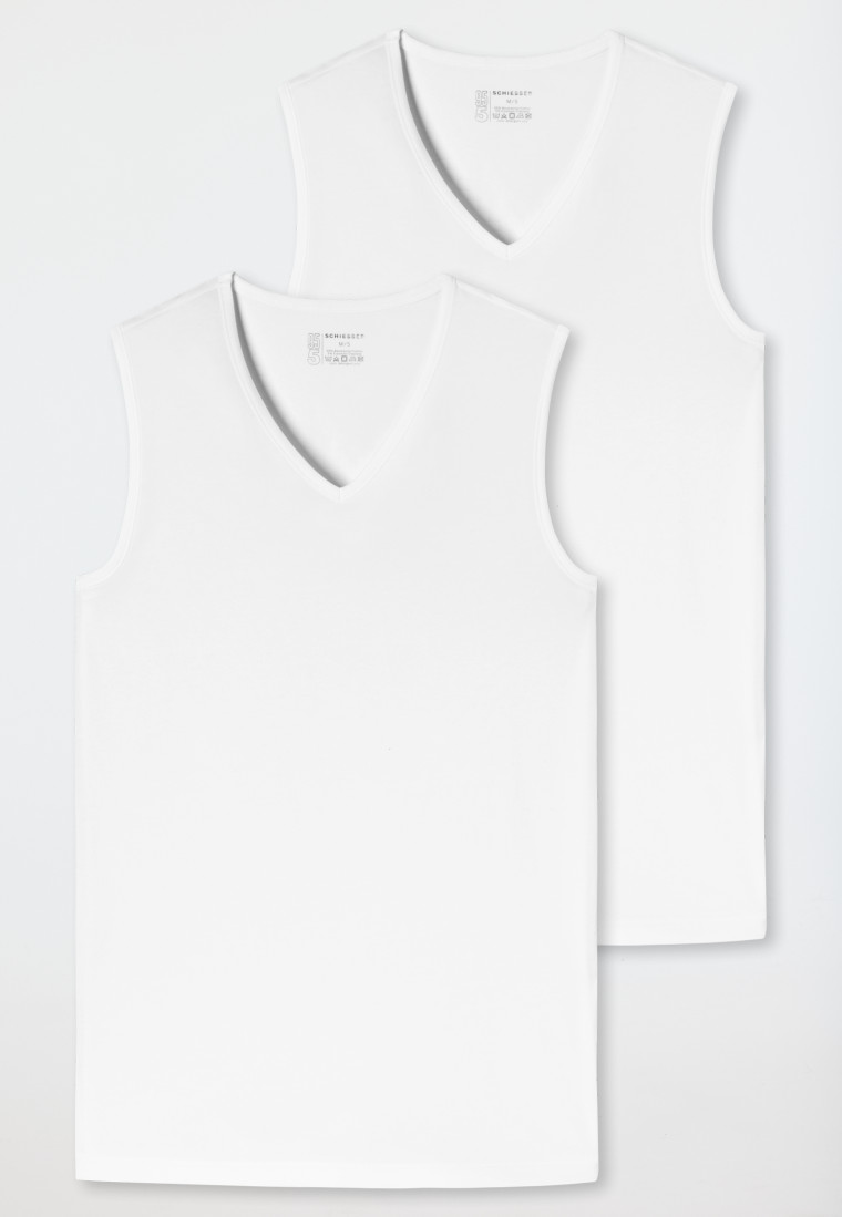 Schiesser Tank Tops 2er-Pack Organic Cotton V-Ausschnitt Weiß - 95/5