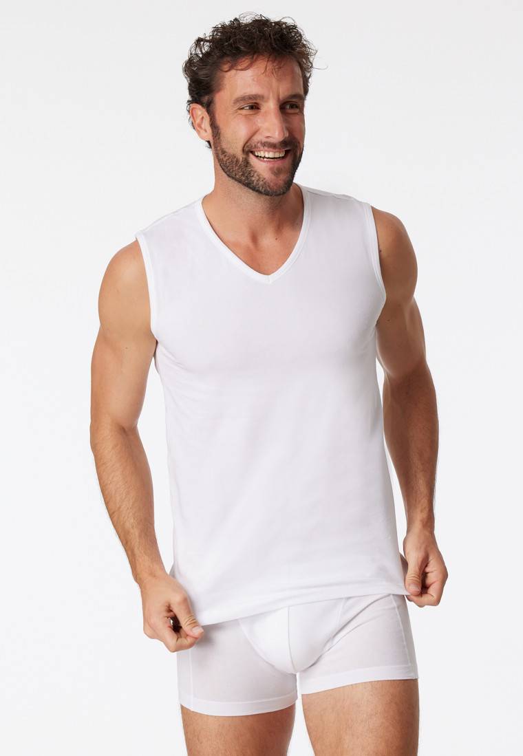 Schiesser Tank Tops 2er-Pack Organic Cotton V-Ausschnitt weiß - 95/5