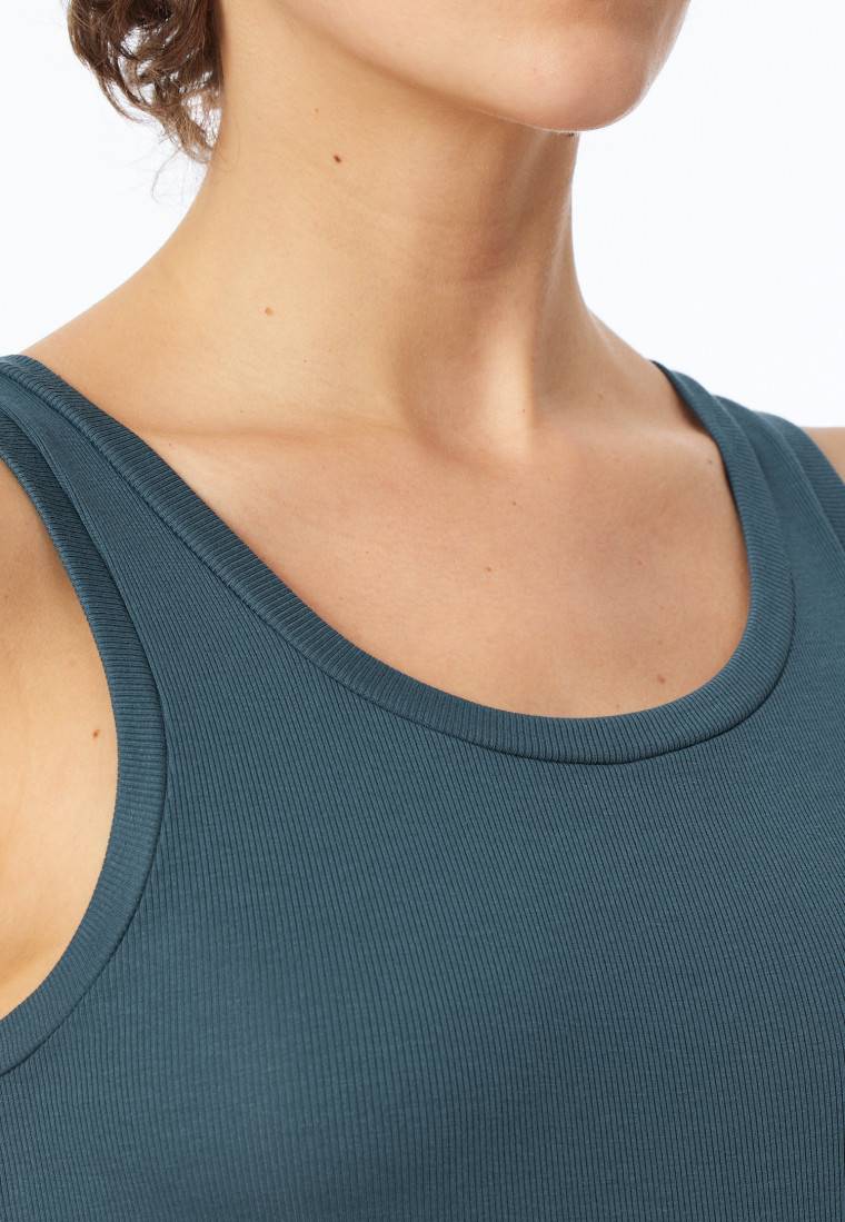 Schiesser Tanktop Doppelripp Organic Cotton Jeansblau - Pure Rib