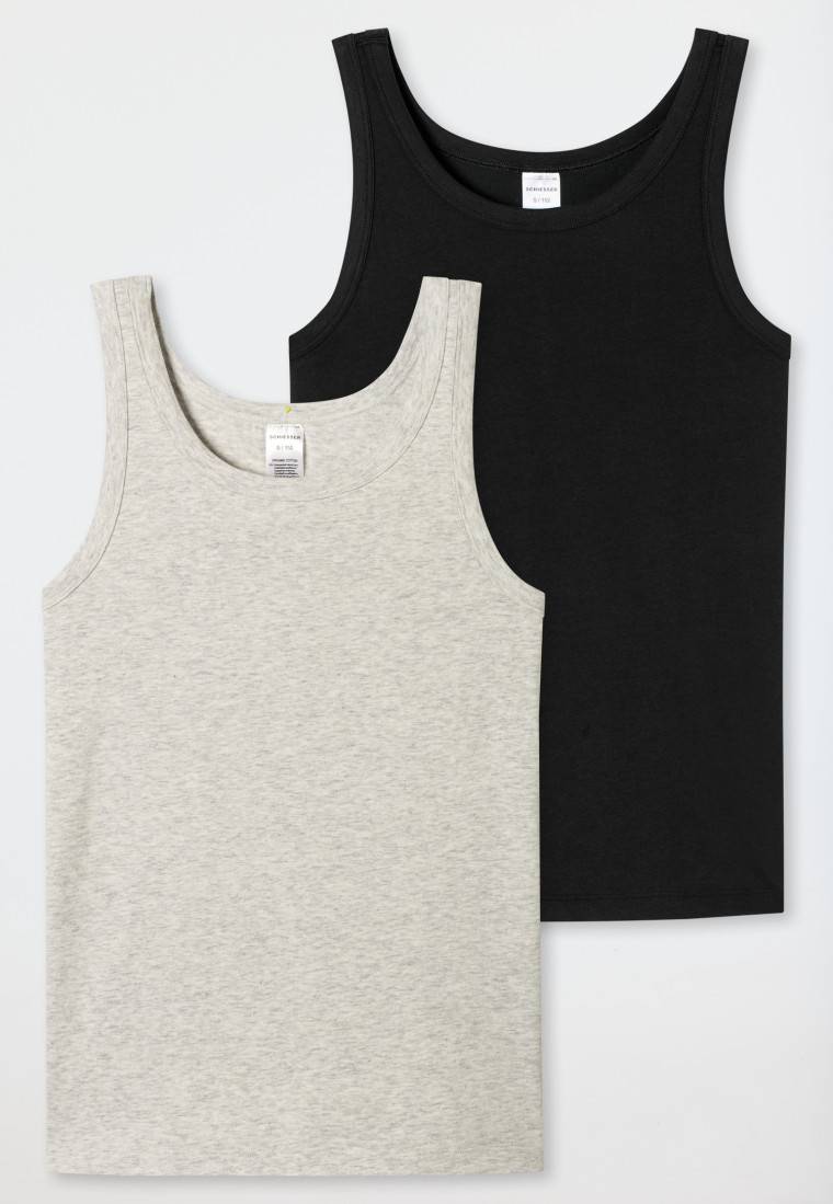 Schiesser Tanktops 2er-Pack Schwarz/grau Meliert - 95/5