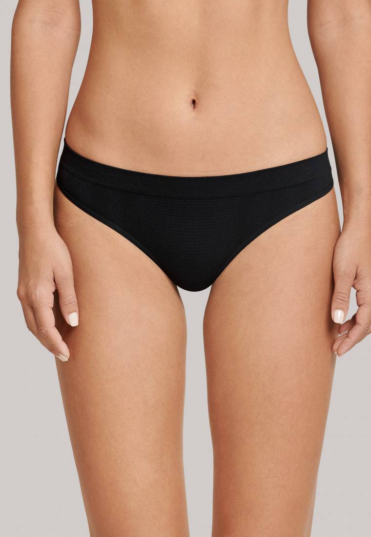 Schiesser Thong Seamless Bambus Schwarz - Active Mesh Bamboo