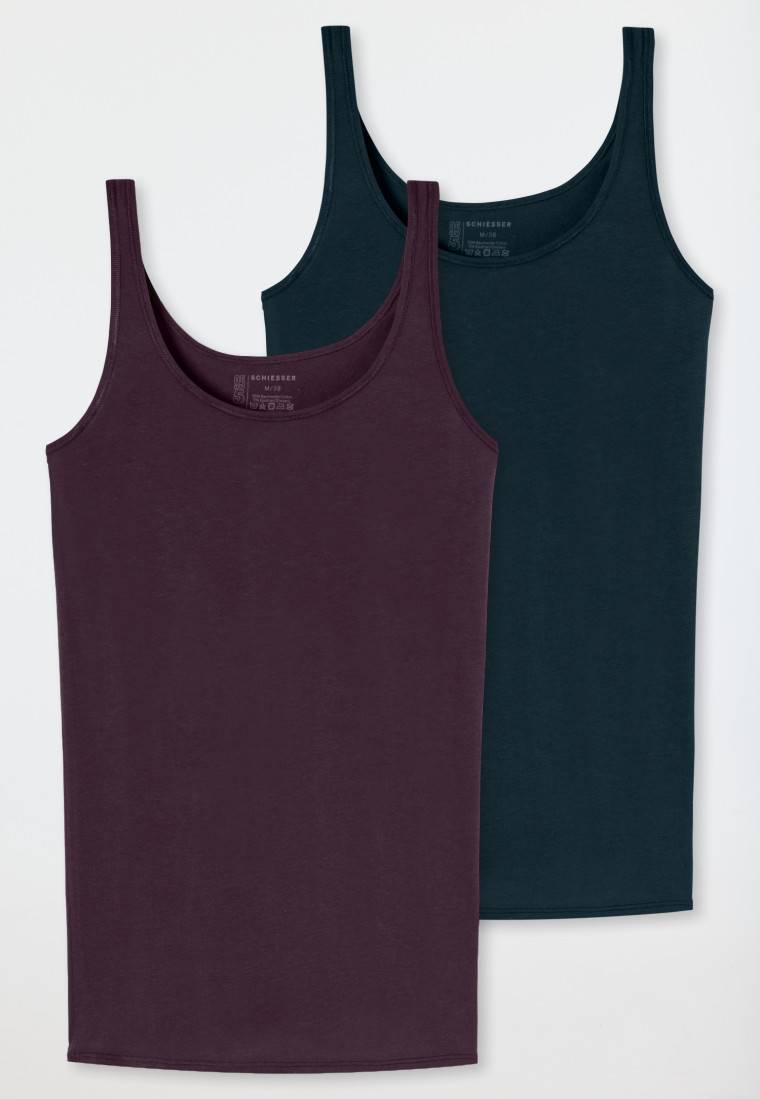 Schiesser Top 2er-Pack Organic Cotton Dunkelblau/bordeaux - 95/5 Organic