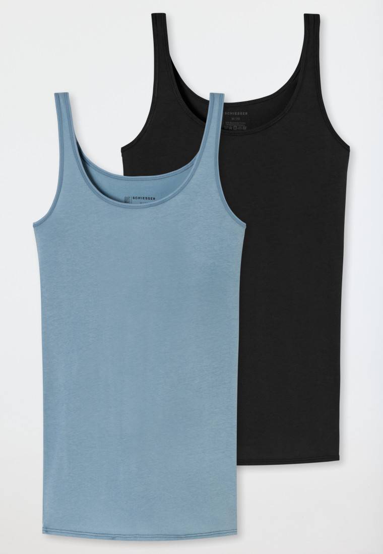 Schiesser Top 2er-Pack Organic Cotton Schwarz/graublau - 95/5 Organic