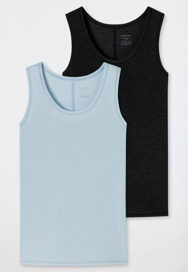 Schiesser Tops 2er-Pack Dunkelblau/ Blaugrau - Personal Fit