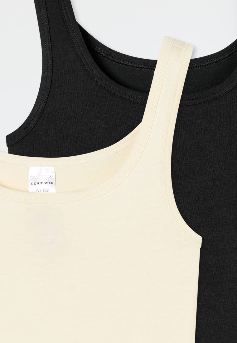 Schiesser Tops 2er-Pack Organic Cotton Schwarz / Offwhite - 95/5