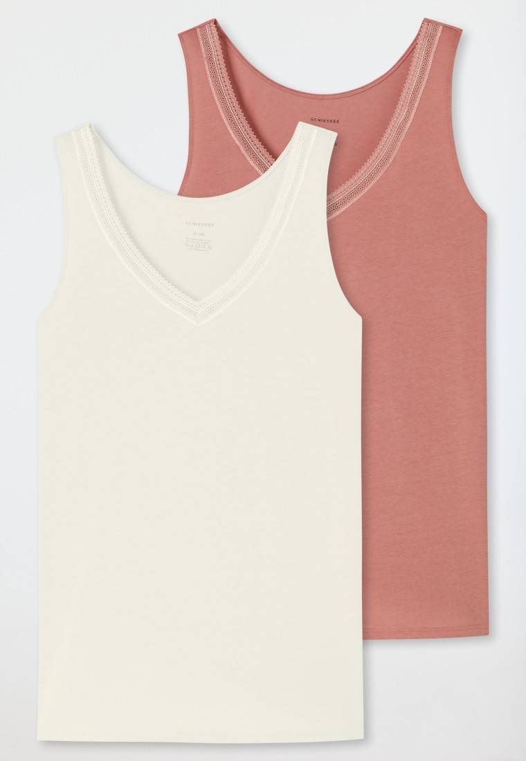 Schiesser Trägertops 2er-Pack Beige/siena - Cotton Lace