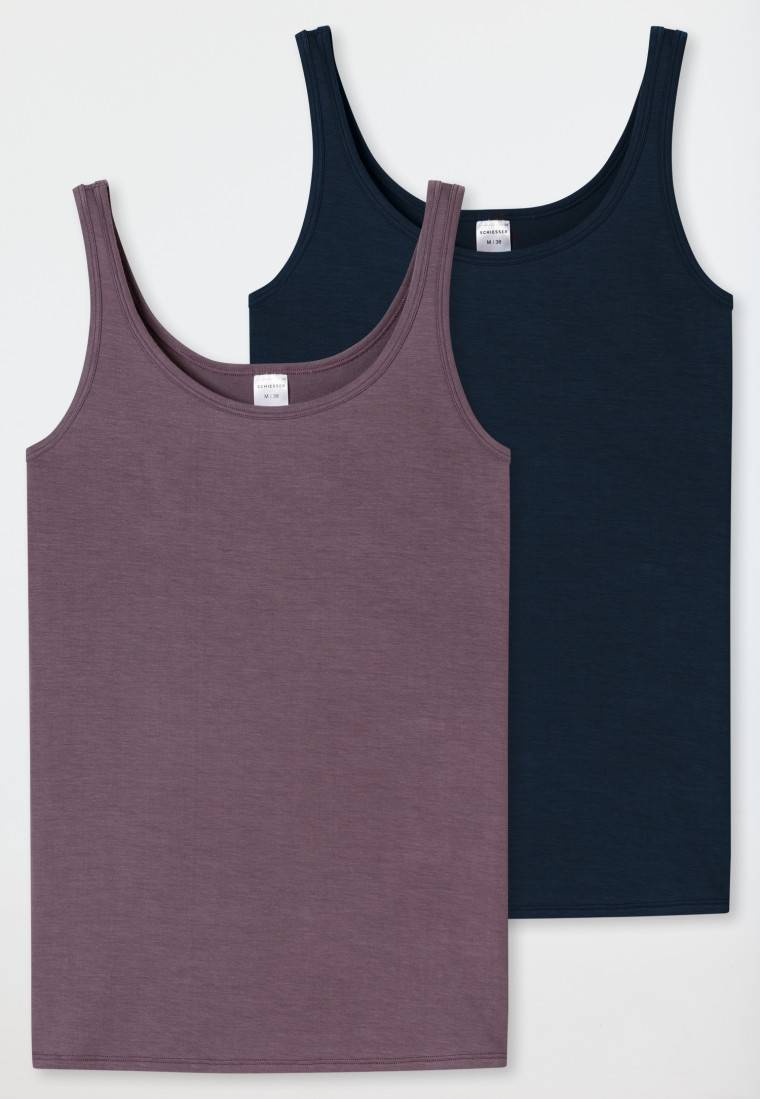 Schiesser Trägertops 2er-Pack Dunkelblau/malve - Modal Essentials
