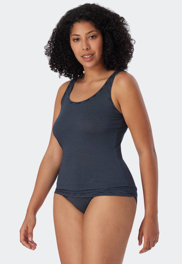 Schiesser Trägertops 2er-Pack nachtblau geringelt - Modal Essentials