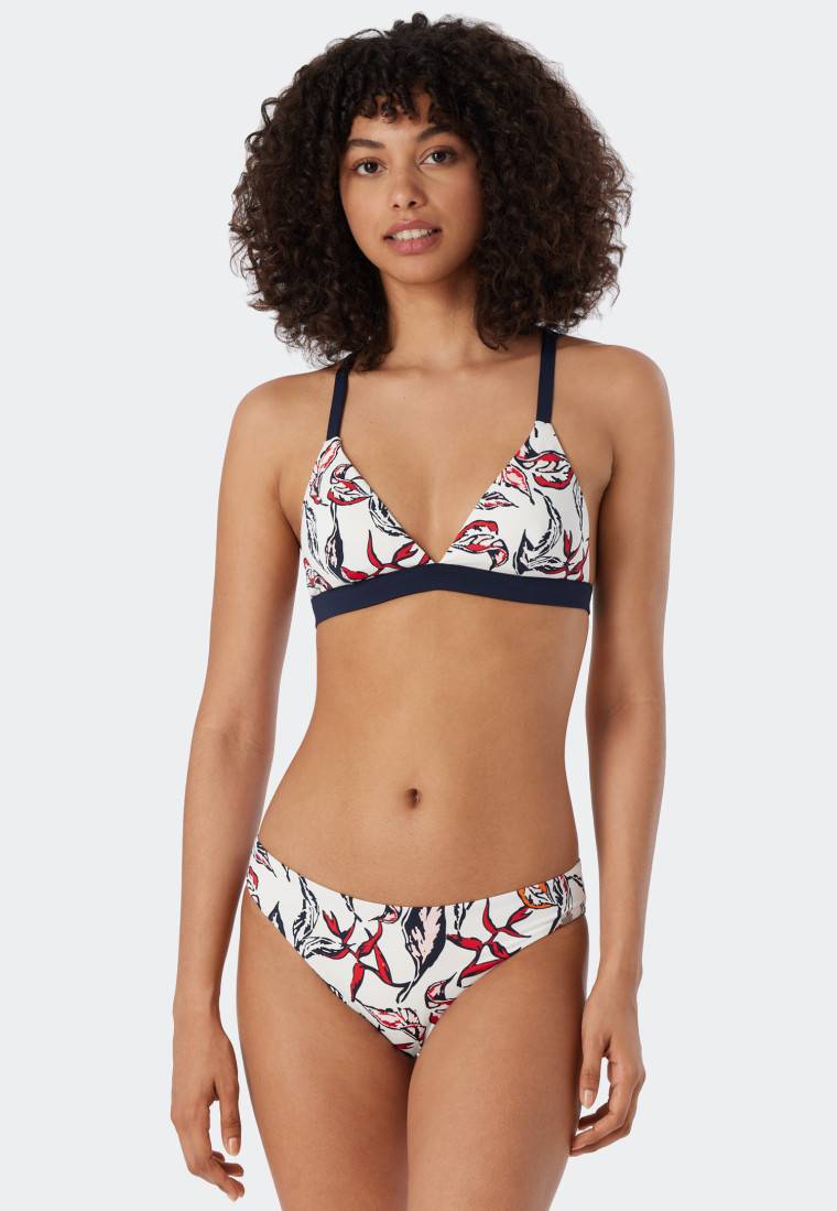 Schiesser Triangel-Bikini Herausnehmbare Softcups Variable Träger Gefüttert Mini-Slip Blumenprint Mehrfarbig - Deep Sea