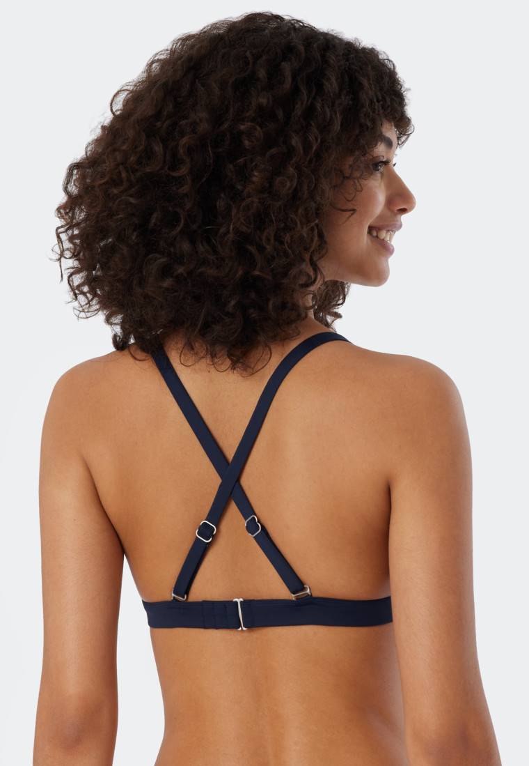 Schiesser Triangel-Bikini Herausnehmbare Softcups Variable Träger Gefüttert Mini-Slip Blumenprint Mehrfarbig - Deep Sea