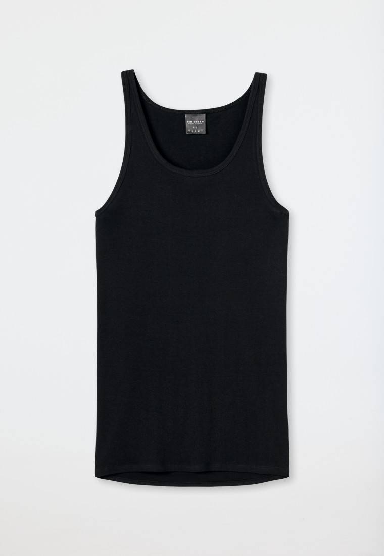 Schiesser Unterhemd Feinripp Schwarz - Original Feinripp