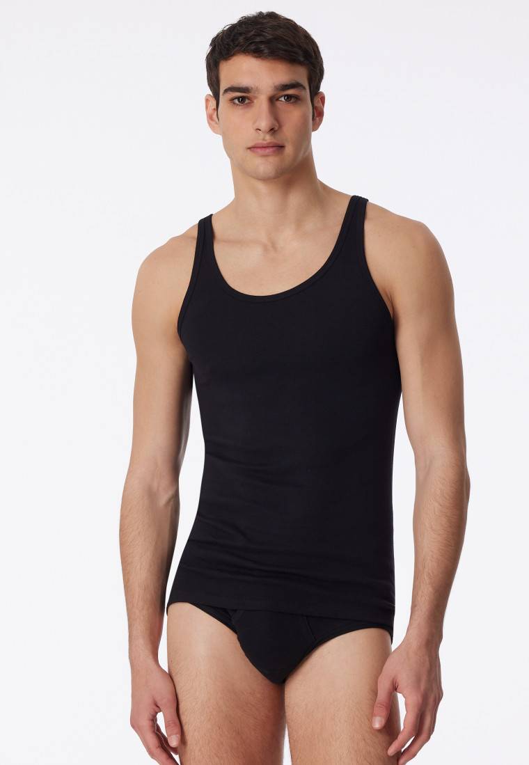 Schiesser Unterhemd Feinripp Schwarz - Original Feinripp